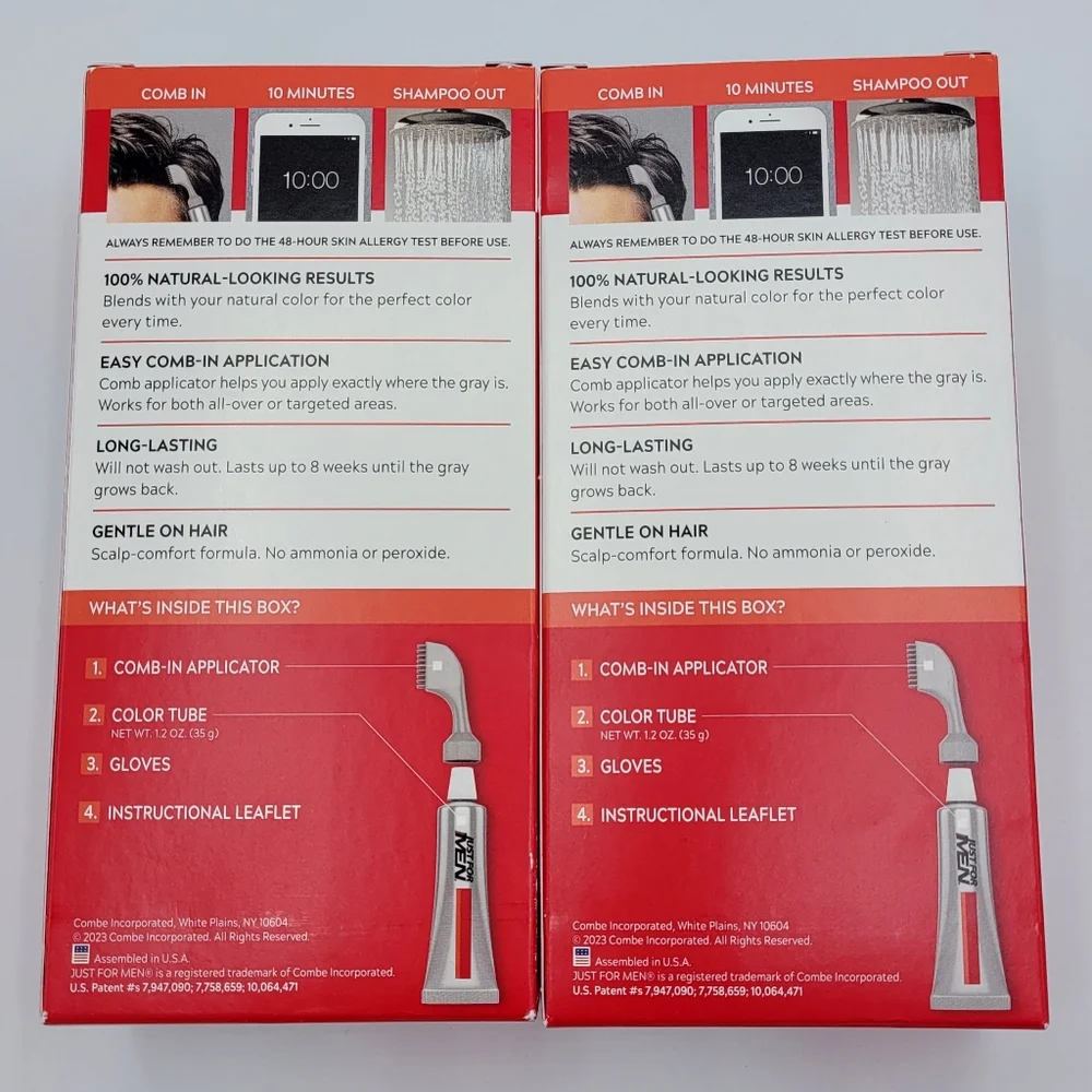 Just For Men Easy Comb-in Color Permanent Hair Dye Gray Coverage Real Black A-55